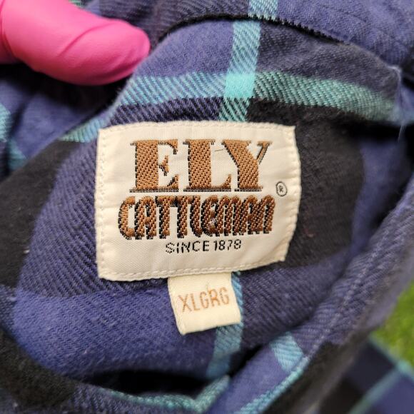 Ely Cattleman Plaid Flannel Shirt Mens XL Oversized  Fit Pearl Snap Western - Picture 4 of 4